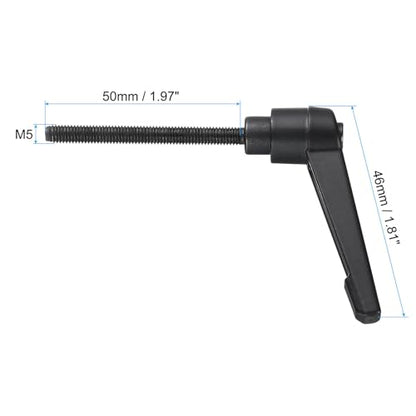 uxcell 5pcs Adjustable Clamping Lever Handle M5 x 50mm Metric Black Oxide Carbon Steel Male Threaded Stud Hand Knobs Ratchet Rotating Screw Handles Bolts with Locking Lever Black - size: M5 x 50mm