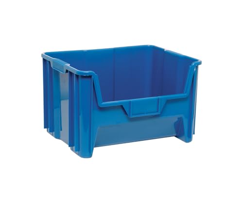 QUANTUM STORAGE SYSTEMS QGH700BL Giant Stack Multipurpose Part Organizer Blue Bins 16" L x 20" W x 13" H 3 Pack - color: Blue, size: 15-1/4" x 19-7/8" x 12-7/16"