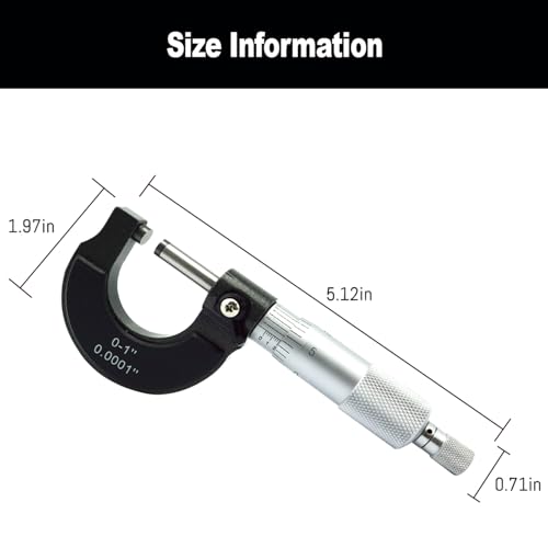 Outside Micrometer, Ratchet Stop, Lock Nut 0-1" /0.0001" Precision Machinist Tool,Accuracy 0.0001"