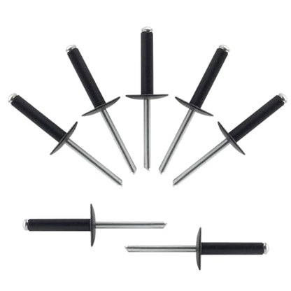 ALLCLEAN (80 pcs) 3/16 * 1" Large Flange Open End Black Aluminum Blind Rivets,4.8 * 25 Pop Blind Rivet - color: Black, size: 3/16"*1"