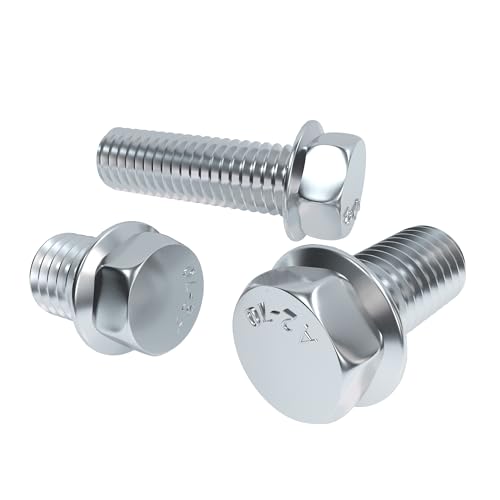 Flange Hex Bolts, ROARADE 304 Stainless Steel 18-8, Serrated Flange Head, Hex Head Screws, SAE & Metric Coarse Thread (3/8"-16, Thread Length 2”) 6pcs - size: Thread length 2”