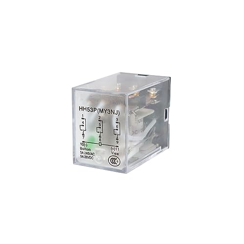 ATO DC 24V Coil 11-Pin Electromagnetic Power Relay 3PDT 3NO 3NC MY3NJ HH53P with Plug-in Terminal Socket Base - size: 3NO 3NC