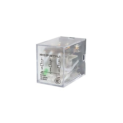 ATO DC 24V Coil 11-Pin Electromagnetic Power Relay 3PDT 3NO 3NC MY3NJ HH53P with Plug-in Terminal Socket Base - size: 3NO 3NC