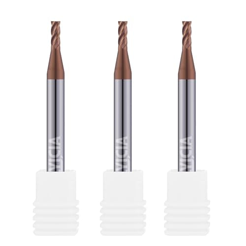 1/16" Carbide Square End Mills Set 4 Flute HRC55 TISIN Coating 3PCS - size: 1/16 in