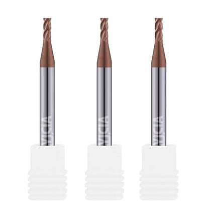 3/32" Carbide Square End Mills Set 4 Flute HRC55 TISIN Coating 3PCS - size: 3/32 in