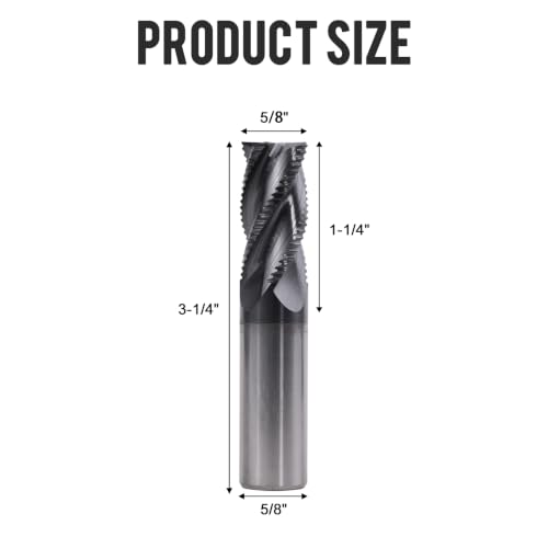 5/8" 4 Flute Roughing End Mill AlTiN Coated Carbide, 1Pcs - size: 5/8 in