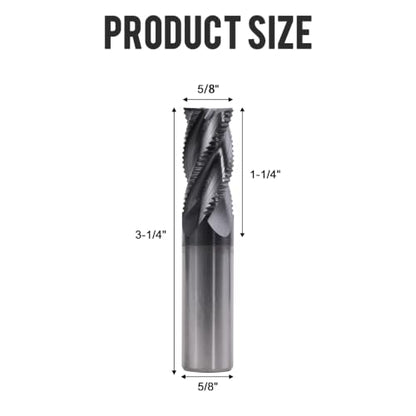 5/8" 4 Flute Roughing End Mill AlTiN Coated Carbide, 1Pcs - size: 5/8 in