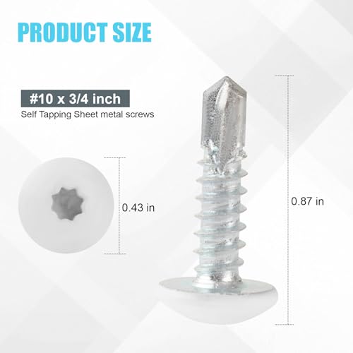 Enclosed Trailer Screws Self Tapping White 100 Pack #10 x 3/4 Inch - color: White, size: #10 x 3/4 Inch