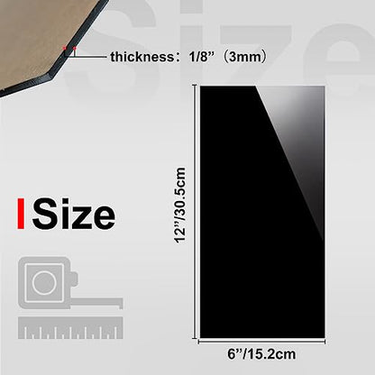 KINLINK 6x12 Plexiglass Sheets 1/8 inch Thick - 3mm Black Cast Acrylic Sheet, Plastic Board Polycarbonate Sheet for DIY Project, Craft, Table Top, Acrylic Sign and Wedding Invitation 2 Pack - color: Black, size: 6x12