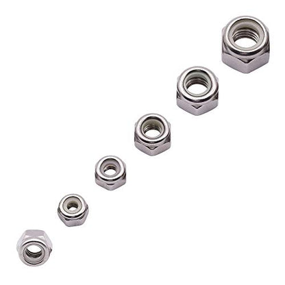 UNC 5/16"-18 inch Nylon Insert Hex Lock Nuts (20 Pack), 304 Stainless Steel (18-8), Hex Lock Nuts with Nylon Ring, Corrosion-Resistant, for Automotive, Machinery DIY Projects - size: 5/16"-18