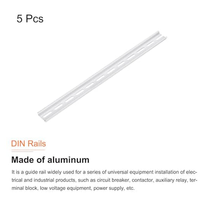 MECCANIXITY DIN Rail Slotted Aluminum Mounting Guide 15 Inch x 1.4 Inch x 0.3 Inch for Equipment Installation Pack of 5 Pcs - size: 15 Inch x 1.4 Inch