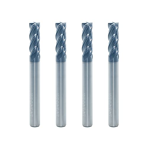 1/4" Carbide Square End Mill, 4 Flute, AlTiN Coating, 4 Pcs - size: 1/4" (4 Pcs), style: For Alloy Steels