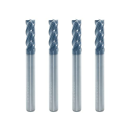 1/4" Carbide Square End Mill, 4 Flute, AlTiN Coating, 4 Pcs - size: 1/4" (4 Pcs), style: For Alloy Steels