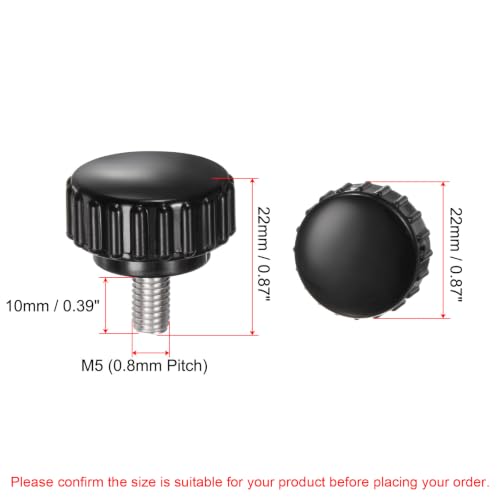 uxcell 6pcs Knurled Clamping Knobs M5 x 10mm Metric 304 Stainless Steel Male Thread Thumb Screw on Type 22mm Plastic Round Head Threaded Hand Bolt Stud Knobs Black - size: M5 x 10mm x 22mm