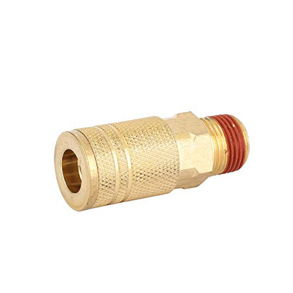 Industrial Air Coupler, 1/4 Inch Body Size, 3/8 Inch NPT Male Threads Size, Brass Air Compressor Hose Fitting