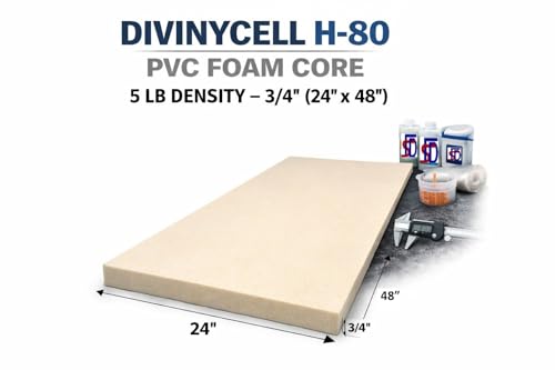 Fiberglass Supply Depot Divinycell PVC Foam Core Plain H-80 5lb Density 3/4” (24”x48”)