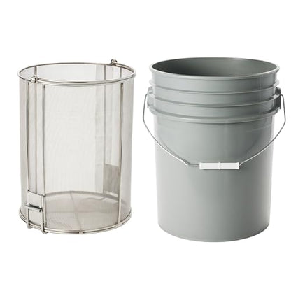 Dip N’ Drain – Stainless Steel Part Cleaning Strainer Basket for 5-Gallon Buckets (Bucket Included) | 1/32″ Mesh, Swing Handle, Perfect for Mechanics, Auto Parts, Garage, Shop & Home Workshop Cleaning - size: 5 Gal. 1/32" Mesh - Bucket