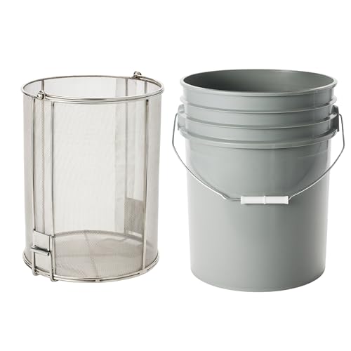 Dip N’ Drain – Stainless Steel Part Cleaning Strainer Basket for 5-Gallon Buckets (Bucket Included) | 1/32″ Mesh, Swing Handle, Perfect for Mechanics, Auto Parts, Garage, Shop & Home Workshop Cleaning - size: 5 Gal. 1/32" Mesh - Bucket