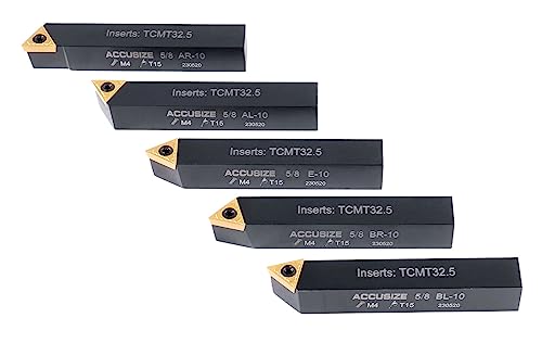 Accusize Industrial Tools 5/8'' 5 Pc Indexable Turning Tool Set, 2380-5102 - size: 5/8"