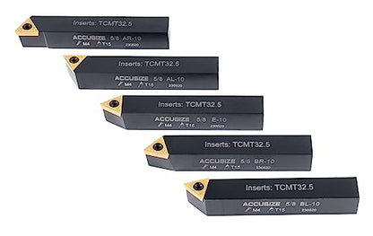 Accusize Industrial Tools 5/8'' 5 Pc Indexable Turning Tool Set, 2380-5102 - size: 5/8"