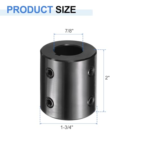uxcell Shaft Coupling, 7/8" Bore 1-3/4" OD 2" Length Black Oxide Plated ASTM1045 Steel Rigid Coupling for 3D Printers Motor Wheel(4 Set Screws) - size: 7/8" Bore 1-3/4" OD 2" Length