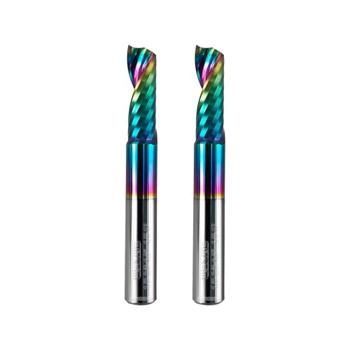 Tools Solid Carbide CNC Spiral Single Flute End Mill - for Acrylic Plate Aluminum, Wood, Plastic, Brass, Copper Cutting - 1/8 Diameter 1/8" Shank 1.5" Length,1 Flute (1/8-1.5" 2PCS) - size: 1/8-1.5" 2PCS