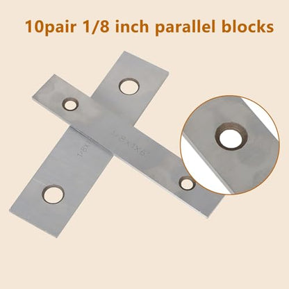 kimllier 10 Pair 1/8 x 6 Inch Steel Parallel Set, Accuracy Gage Gauge Block