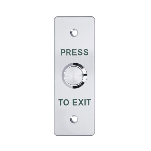 Push to Exit Button，12V DC Push to Exit Switch with LED Light, IP67 Waterproof,NC/NO/COM Outputs, Surface Mount Request-to-Exit Device for Access Control Systems (115X40-A) - color: 115X40-A