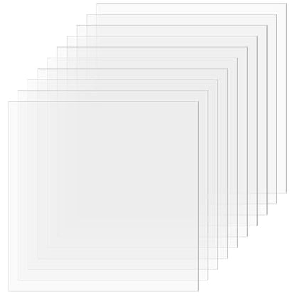 Clear Plastic Sheet, 10 PCS 12" x 12" x 0.02 Plexiglass Sheets,Clear PET Sheet Panels, Clear Acrylic Plastic Sheet for Picture Frame, Invitations, Poster Frames