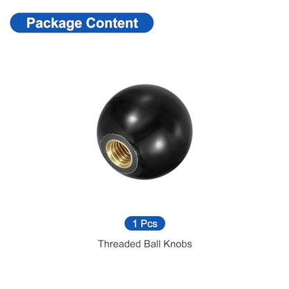 uxcell Threaded Ball Knobs, M8 Female Thread Thermoset Ball Knob 30mm Dia Round Operation Ball Handles with Copper Insert for Machine Lever Handle, Black - color: Black, size: M8x30mm