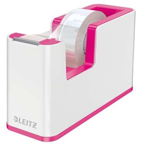 Leitz Tape Dispenser, Heavy Base with Tape, Wow Range, White/Metallic Pink - color: Pink
