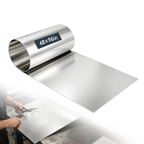 430 Stainless Steel Sheet Metal,Cold Rolled Process,48 x 96 Inches Brushed Finish 24GA Stainless Steel Shim Plate for Food TruckCraftingWallsKitchenRestaurantFloorTrailerGarageGym