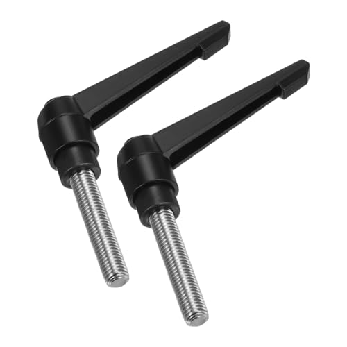 uxcell 2pcs Clamping Lever Handles, M12 x 50mm 304 Stainless Steel Threaded Male Stud, Adjustable Handles Locking Quick Release Ratchet Push Button Bolt Knobs, Black - size: M12 x 50mm