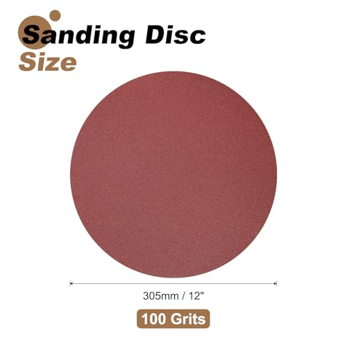 uxcell 8pcs 12-Inch PSA Sanding Discs, 100 Grits Aluminum Oxide Self Adhesive Stick Back Sandpapers, No-Hole Round Wet/Dry Sander Papers, Sand Auto Car Paint, Wood, Metal - size: 100 Grits