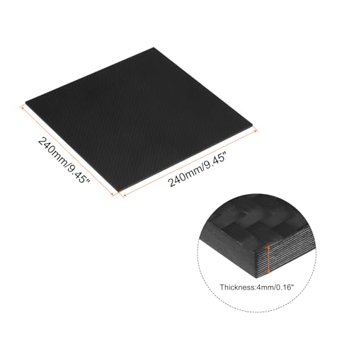 MECCANIXITY 1 Pcs Carbon Fiber Sheet 240x240x4mm Matte Surface Pultruded Flat Carbon Fiber Board Plate Twill Weave Panel Sheet for Kites RC Airplane - size: 240x240x4mm, style: Matte