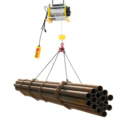 Electric Hoist Winch Portable Electric Hoist with Wired Control, 881lbs Powered Hoists with Long Steel Wire Rope, for Factory, Garage & Warehouse, 98ft Lifting Height, 110V 1000W (Yellow) - color: Yellow