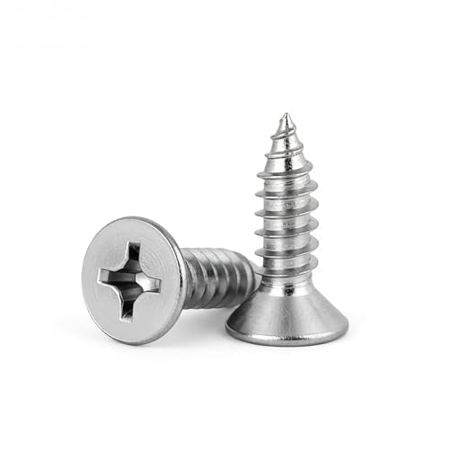 #4 x 1/2" (M3x12mm) 304 Stainless Steel Flat Head Wood Screws, 100pcs - size: #4 x 1/2''-100pcs
