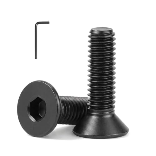 3/8-16 x 1-1/4'' (8 Pack) Flat Head Hex Socket Cap Screws Countersunk Bolts, Allen Socket Drive, Black Oxide 304 Stainless Steel 18-8, Fully Machine Thread, Bright Finish - size: 3/8 x 1-1/4''