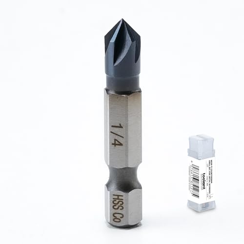toolant 1/4" Noir-Ti Cobalt Countersink Drill Bit(Pro), Titanium Aluminum Nitride Coated with Quick Change Hex Shank - size: 1/4 in