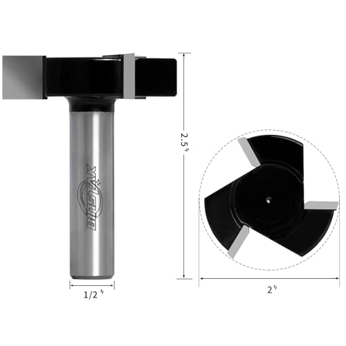 CNC Spoilboard Surfacing Router Bits, 1/2 inch Shank 2 inch Cutting Diameter, Slab Flattening Router Bit Planing Bit Wood Milling Cutter Planer Woodworking Tool (Carbide Tipped) - style: 3 Wing