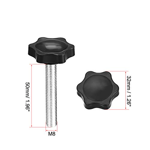 uxcell Clamping Handle Screw Knobs Handle Star Knob M8 x 50mm Male Thread 2pcs - size: M8x50mm