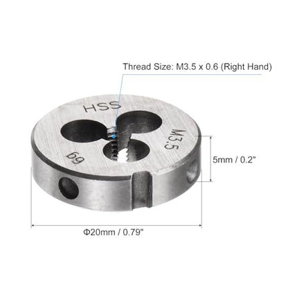 uxcell Round Threading Dies, Metric M3.5 x 0.6 Thread (Right Hand), High Speed Steel (HSS) Screw Cutting Die Repair Tool - size: M3.5 x 0.6