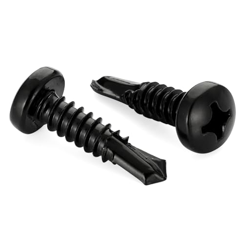 Mellewell #6 x 1 Pan Head Self Drilling Screws, Self Tapping Sheet Metal Screws, Black Finish 410 Stainless Steel, 100 PCS - color: Black, size: #6 x 1"