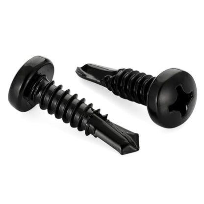 Mellewell #8 x 1 Pan Head Self Drilling Screws, Self Tapping Sheet Metal Screws, Black Finish 410 Stainless Steel, 100 PCS - color: Black, size: #8 x 1"