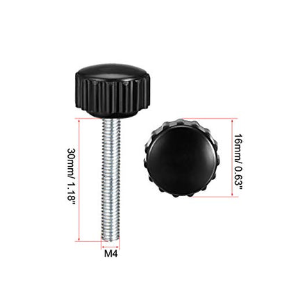 uxcell M4 x 30mm Metric Male Thread Knurled Clamping Knobs Black 4 Pcs - size: M4 x 30