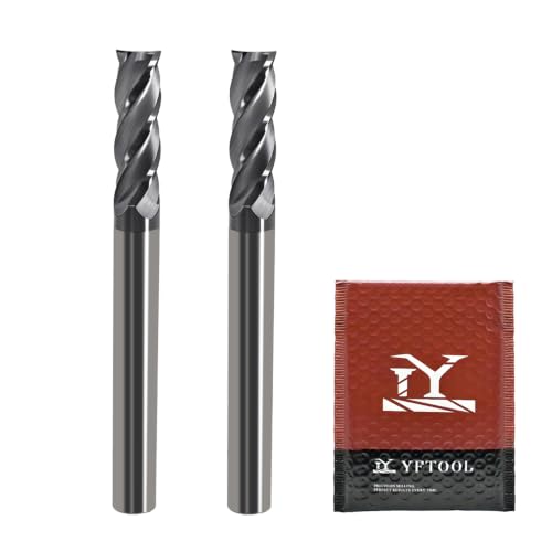 1/4 Carbide End Mill- 4 Flute Square Endmill for Steel 2pcs - size: 1/4in (2pcs)