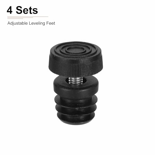 DTGN 32mm(OD) Adjustable Leveling Feet - 4Sets - Good for Furniture - Round Insert Kit Furniture Glide - Black