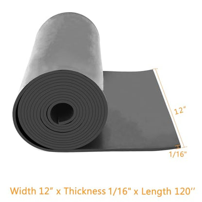 HooTown Solid Rubber Sheets Strips, No Adhesive Neoprene Rubber Rolls Seal - size: 12” Wide x 120” Long, style: 1/16" Thick