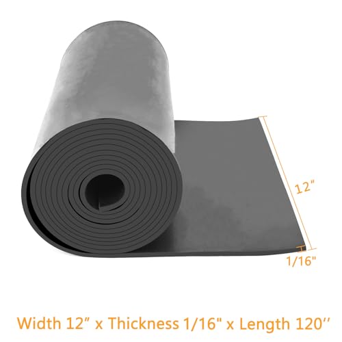 HooTown Solid Rubber Sheets Strips, No Adhesive Neoprene Rubber Rolls Seal - size: 12” Wide x 120” Long, style: 1/16" Thick