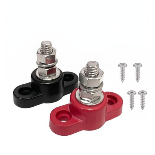 12V 150A Power Distribution Block, 2PCS 5/16 Inch Single Stud M8 Terminal Bus Bar, DC Battery Junction Post for Auto Boat Marine Solar System Positive Negative Connection